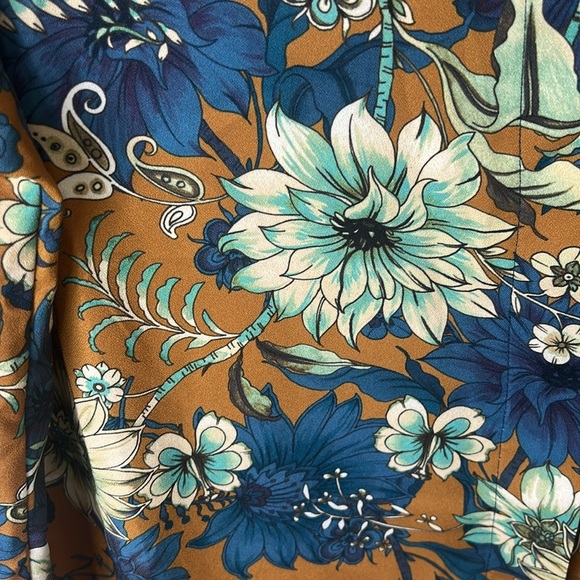 NWT Bryn Walker Bellagio Floral Print Alabama Shirt Tunic Ochre Teal Medium - Picture 14 of 16